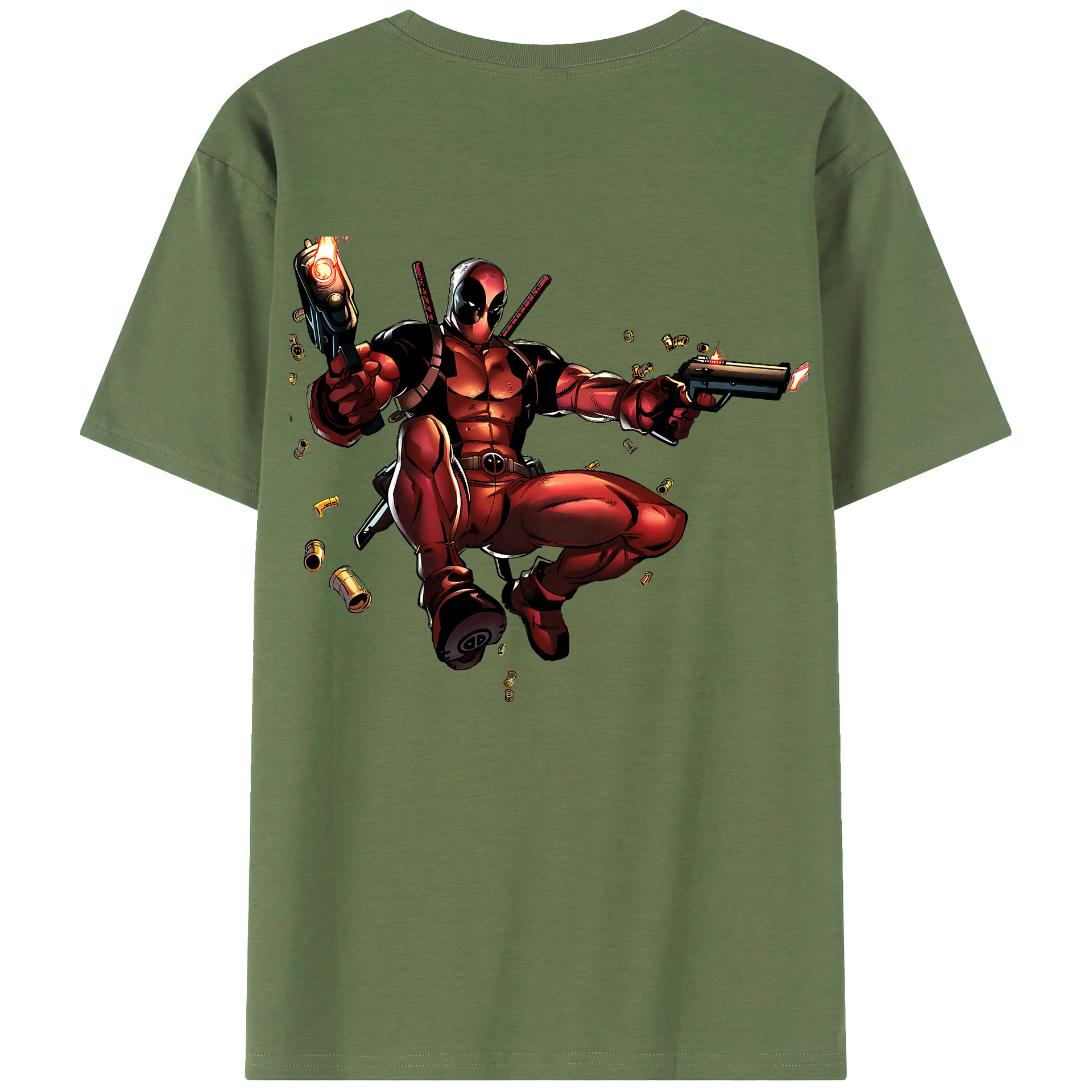 （画像用） Deadpool デッドプール 綿100％ メンズ半袖Tシャツ（バックプリント） 通気性